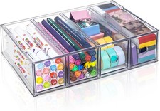 Desk Organizer W/ 4 Drawers Stackable Desktop Storage Box W/ Removable Drawer