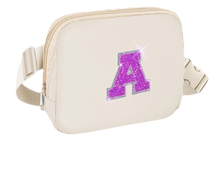 Cross Body Bag  Girls /Teens White With Pink A Initial