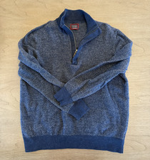 UNTUCKit Phoenix 1/4 Zip Sweater Mens - Fits Size Large - 100 Merino Wool Blue