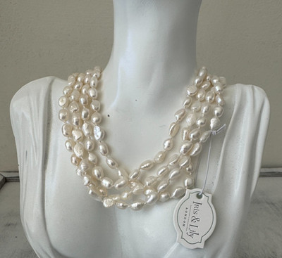 Iris & Lily London 62  Freshwater White Pearl Necklace  Nwt K