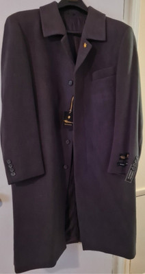 VTG Men's Falcone Wool Dark Gray Over Coat Size 48 New With Tags (Y5)