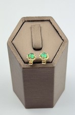 Jade Earrings 9k Gold Real Studs , Vintage And Hallmarked