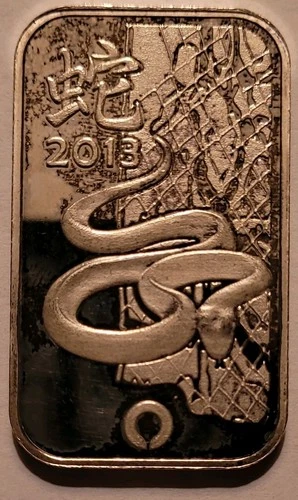 2013 Silver Bar Snake Design Collectible Bullion 1oz Shape Bar Pure Silver