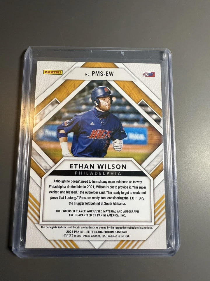 2021 Panini Extra Edition AUTO PATCH LETTER Ethan Wilson Phillies RC 3/7 FOTL - Image 4 of 4