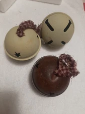 Jingle Bells 2 cream  1 brown Set of 3 Metal Bells  for Christmas 4 " 