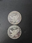 Lot Of Two 1982 , 1 Oz Pure Silver Rounds From Sunshine Mint With Serial Number