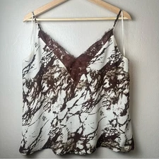 Melrose and Market White and Brown Graphic Crop Camisole