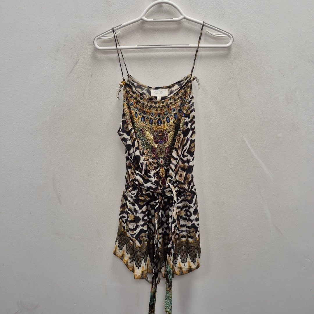 Camilla Franks Leopard Print Silk Boho Summer Resort Wear Silk