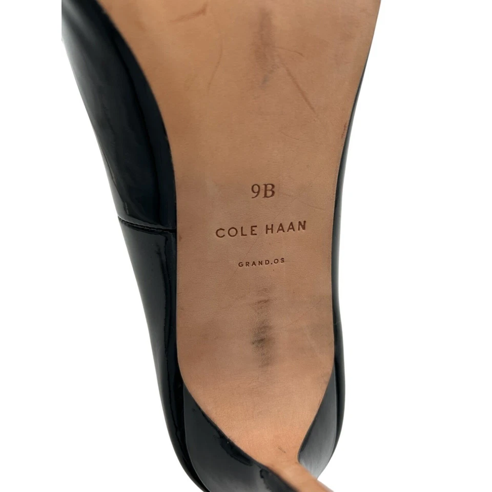 Cole Haan Black Patent Leather Pumps Pointed Toe Heels Classic Size 9B - Image 4 of 4