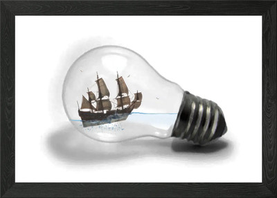 Boat on rough water Framed Wall Art Poster Canvas Print Picture