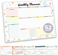 52 Sheets Colorful Pastel Undated Weekly to Do List Notepad - 6.5X10"