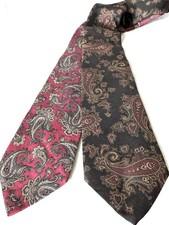 2 Robert Talbott Ties Paisley Silk Hand Made in USA Italy Necktie Black Red