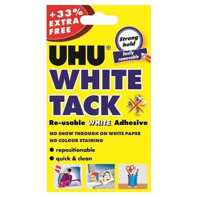 UHU White Tack wiederverwendbarer selbstklebender Kitt handliche Packung