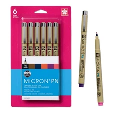 Micron PN Soft Nib, 6 Ass't Archival Colors, 50221