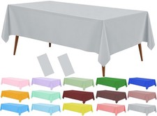 Grey Disposable Plastic Tablecloth, 2 Pack 54"x 108" Rectangle Table Covers for