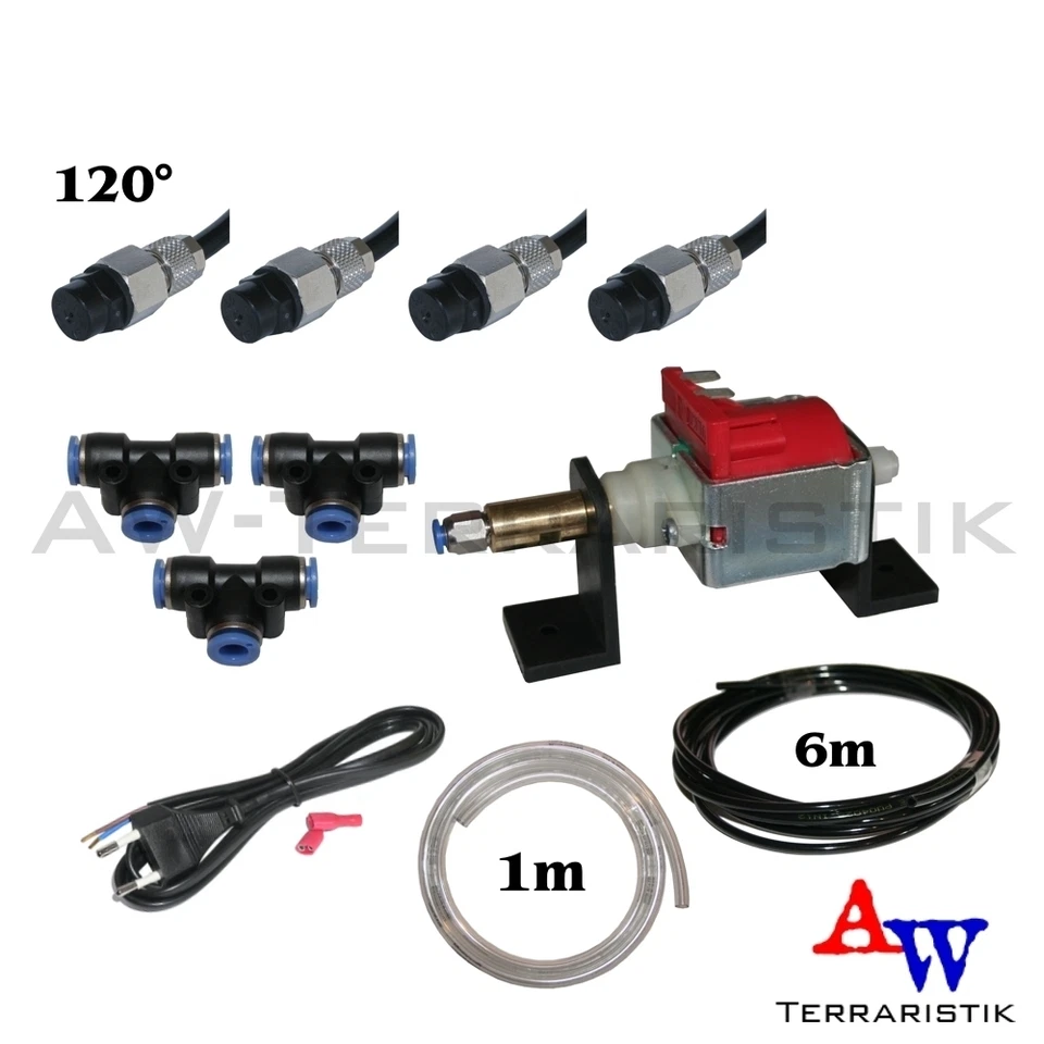 AW-TERRARISTIK Beregnungsanlage - Bausatz mit 4 Sprühdüsen 120°