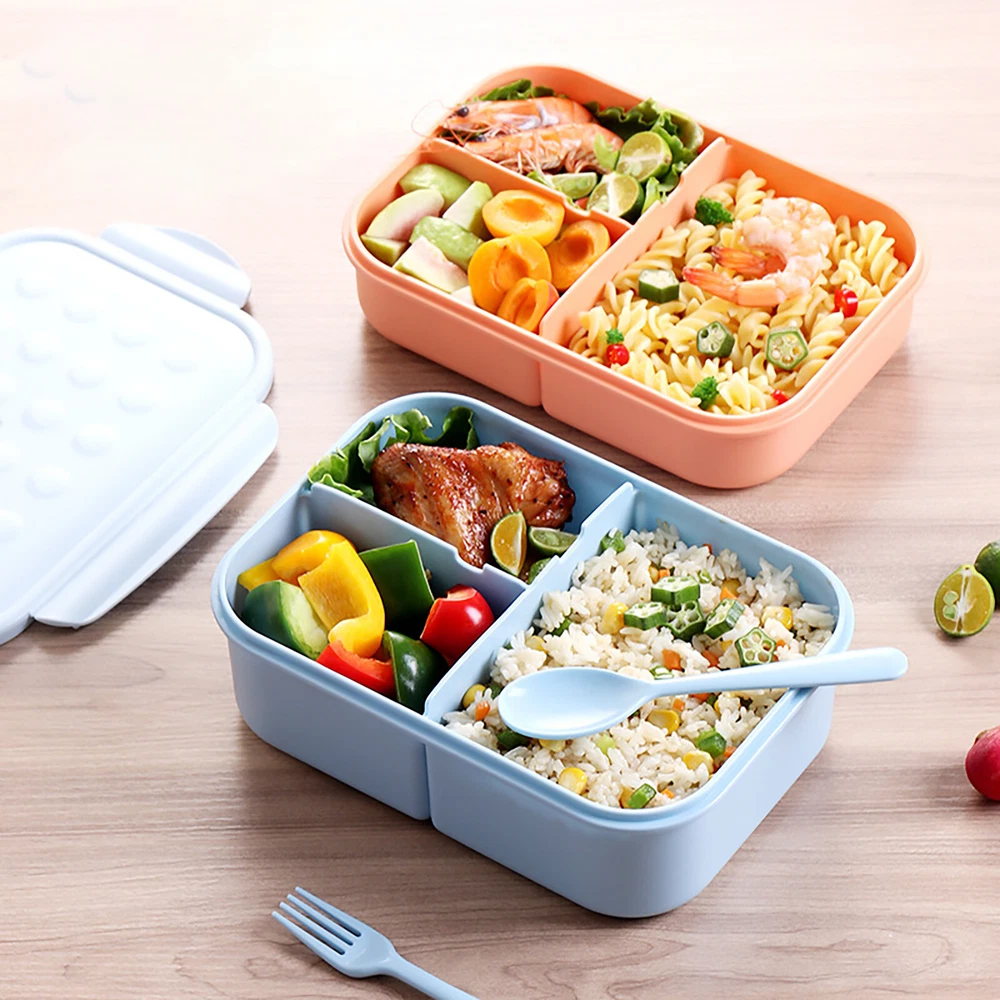 Bento Box Divider with Spoon and Crisper for Kids Students Lunch Box with Lid
