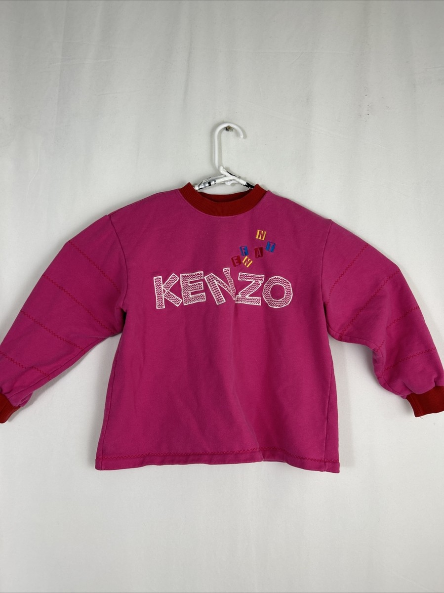 Kenzo Enfant Youth Girls Large Pink Retro Style Long Sleeve Crew