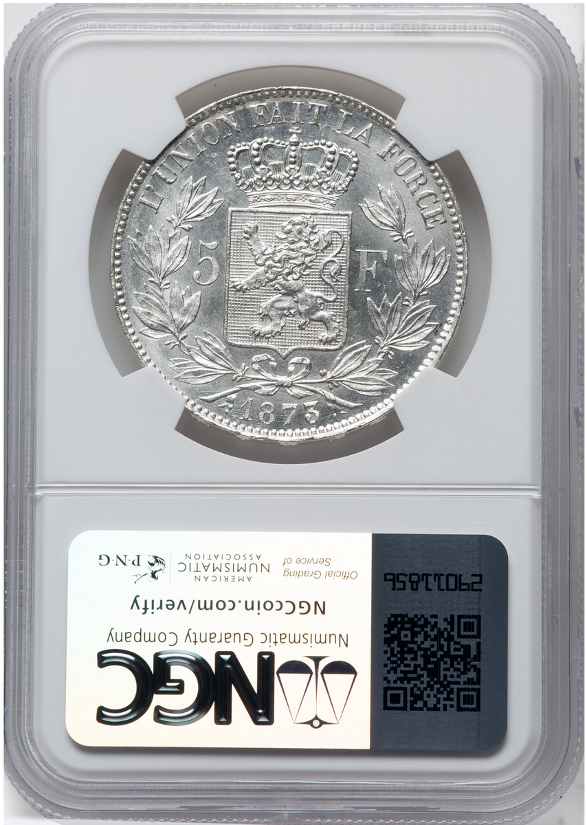 1873 Belgium Silver 5 Francs NGC MS63 Choice UNC! | eBay