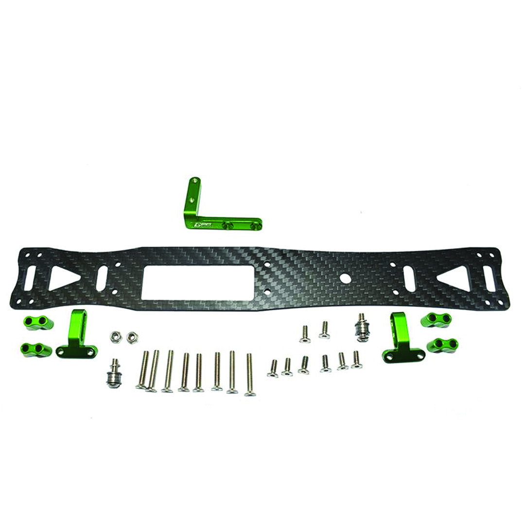 GPM Racing Carbon Fiber + Aluminum Sub Chassis Grey : Tamiya 1/10