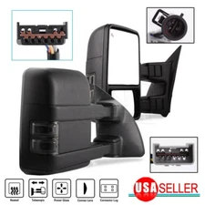 Power Heated Tow Mirrors for 99-07 Ford F250-F550 Super Duty SMOKE Turn Signal