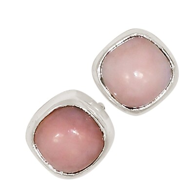Natürlicher peruanischer rosa Opal 925 Sterling Silber Ohrringe Ohrstecker Schmuck ALLE-18577