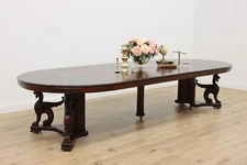 Carved Griffins Antique 57" Mahogany Dining Table Opens 11' #50136