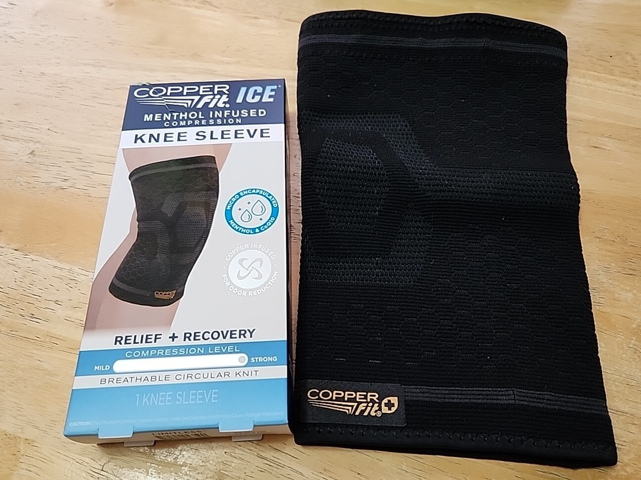 Copper Fit Ice Knee Compression Sleeve Infused with Menthol L/XL