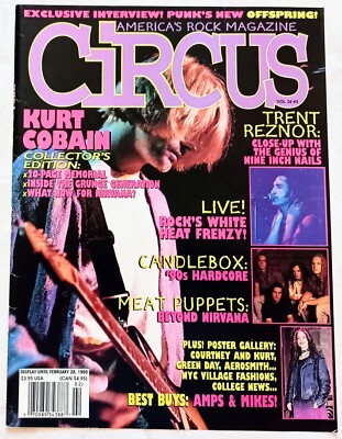 1995 CIRCUS MAGAZINE~COVER ONLY~NIRVANA KURT COBAIN/LIVE~POSTER