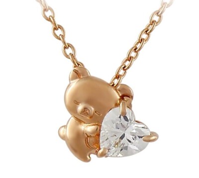 Rilakkuma Style Heart Necklace Pink gold San-X Japan NEW G