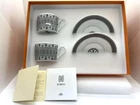 Hermes Tea Cup Saucer H Deco White Black Tableware 2 set Coffee Auth New Unused