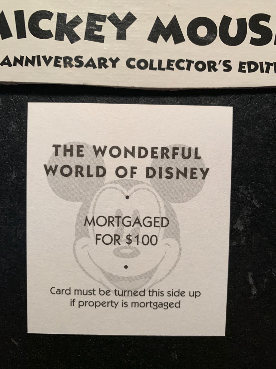 Monopoly Mickey Mouse THE WONDERFUL WORLD OF DISNEY Title Deed