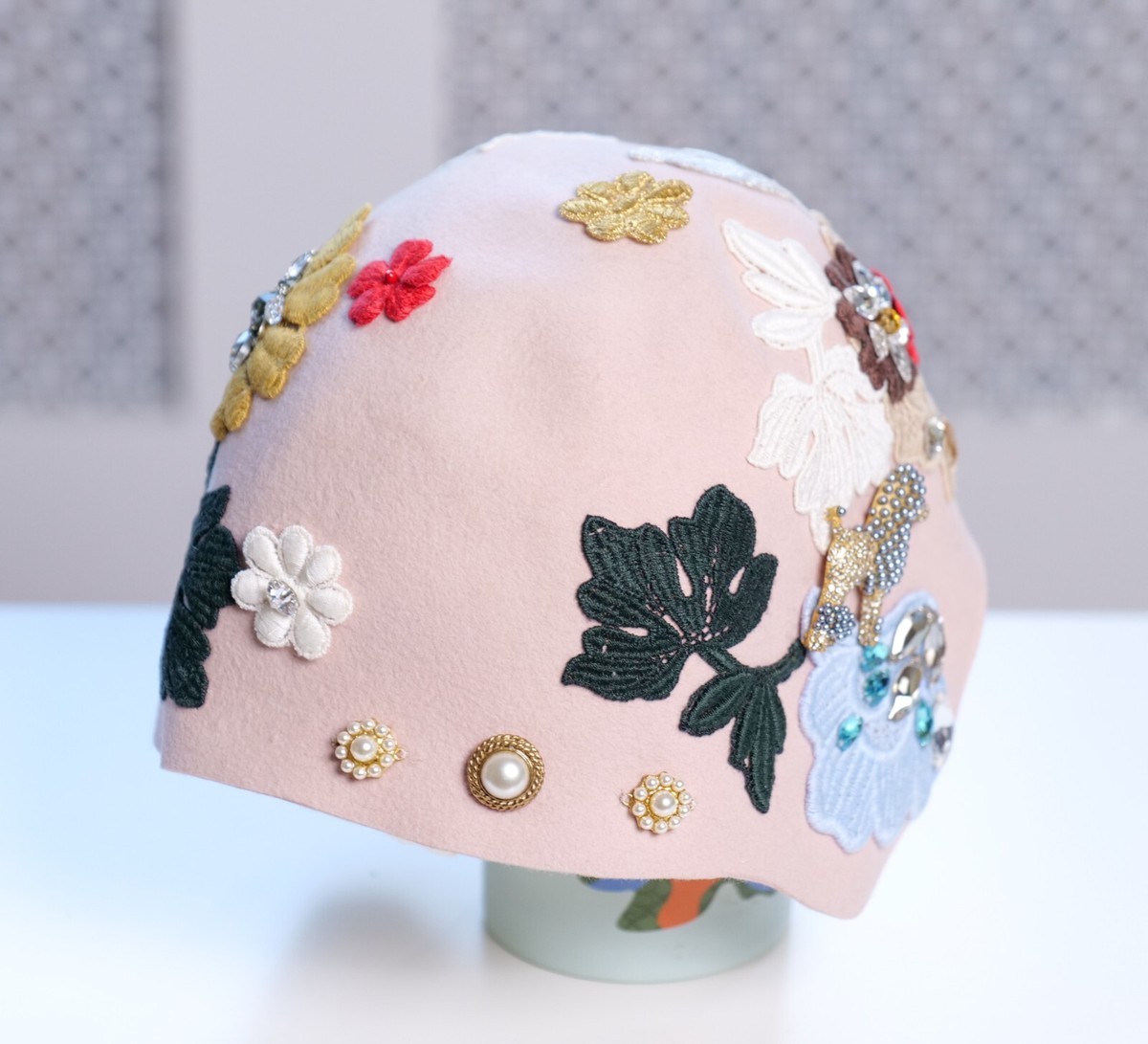 Dolce & Gabbana Very Rare Vintage Pink Gold Horn Flower Embroidered Women\'s Hat Dolce and Gabbana Hat - Etsy main image 3