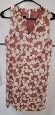 NEW TALBOTS RUFFLE NECK POPLIN SHIFT DRESS POLKA DOT Mauve Sleeveless Cotton 8p