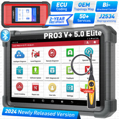 2024 LAUNCH X431 PRO3S V+ ELITE Car Diagnostic Tool J2534 Programming Key Coding