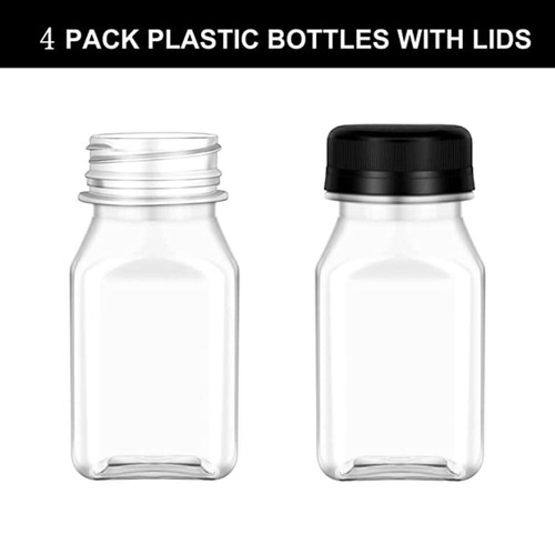 4 Pcs Plastic Juice Bottles 120ML/150ML Square Bottle Coffee - Picture 8 of 9