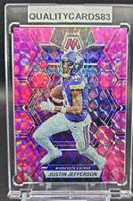 JUSTIN JEFFERSON RARE PINK MOSAIC REFRACTOR CARD WITH CASE NFL MINNESOTA VIKINGS