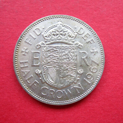 GROSSBRITANNIEN IDEALES GESCHENK ZUM GEBURTSJAHR!  VINTAGE 1967 HALF CROWN MÜNZE IN HOHER QUALITÄT