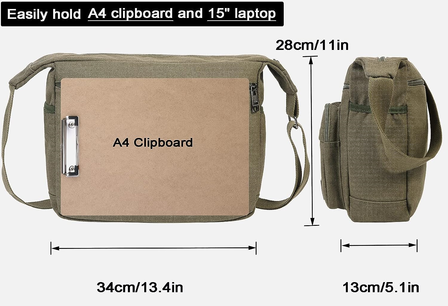 JAKAGO Canvas Messenger Bag Mens/Women Shoulder Bag with Multiple