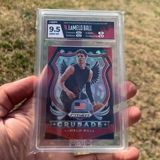 2020 Panini Prizm Draft Picks LaMelo Ball #83 Crusade Red Prizm /299 HGA 9.5 RC