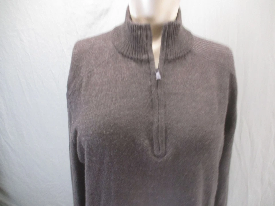 Smartwool Size M Mens Brown Merino Wool Blend 1/2 Zip Stand Collar Pullover 853 - Image 2 of 4
