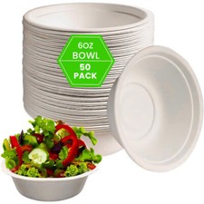 Bagasse Bowls 6 oz (180 ml) Disposable Party Round Catering Biodegradable