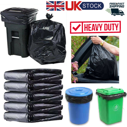 200x EXTRA STRONG HEAVY DUTY BLACK BIN LINERS RUBBISH BAGS WASTE REFUSE