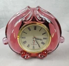 Fenton Vintage Cranberry Glass Scroll Desk Table Clock