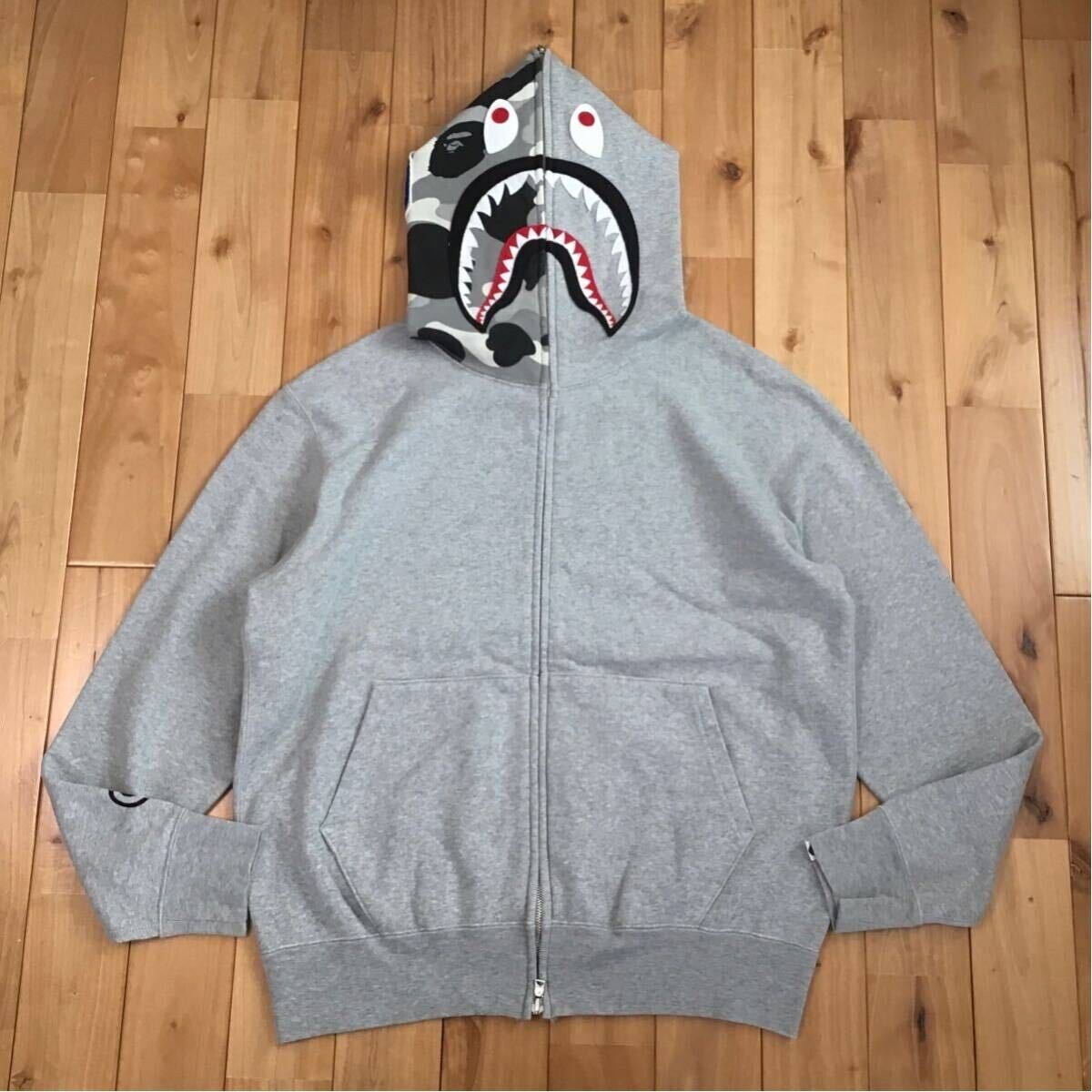 NFS limited BAPE camo Shark full zip hoodie Gray A Bathing Ape