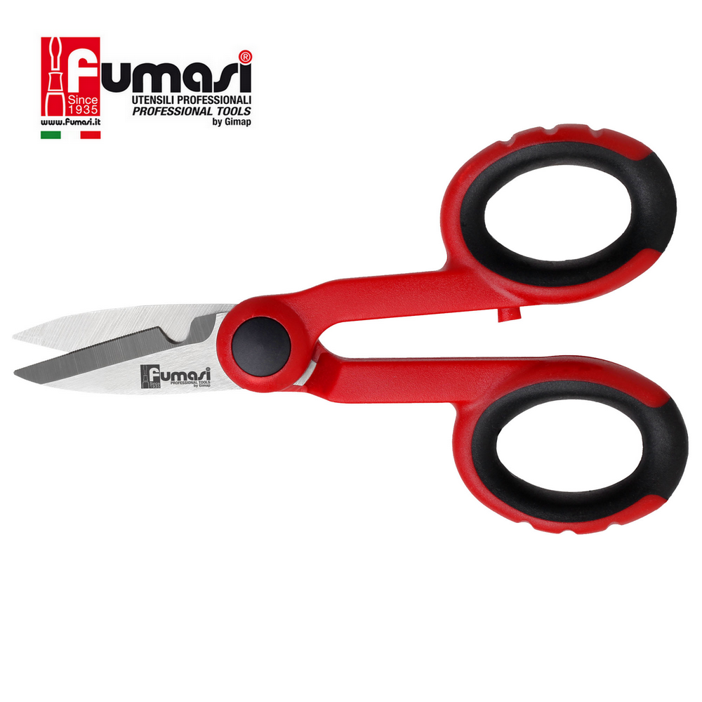 Forbice per Elettricista Fumasi con Lame Dritte Microdentate Spelafilo e Spelaca