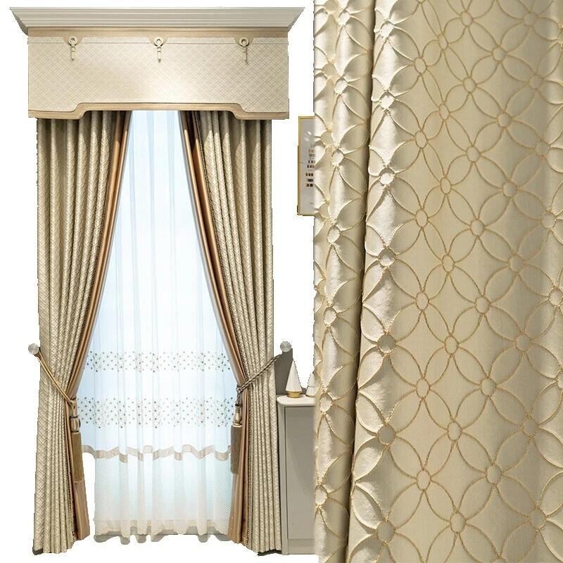 Cortinas de ventana de terciopelo bordado