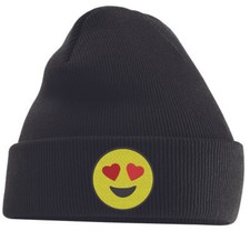 Image of Emoji Heart Embroidered Beanie Hat