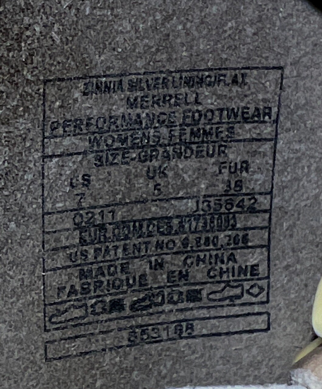 Sandali infradito infradito con perizoma argento Merrell Zinnia taglia 7