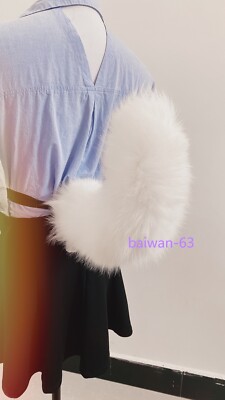 Movable Tail White Fox Silver Fox Tail Shape Plash Belt Cosplay Props Tail 40cm